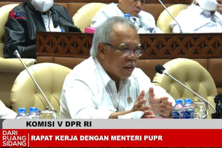 Menteri PUPR Basuki Hadimuljono saat menghadiri Rapat Komisi V DPR RI, Kamis (25/8/2022)(screenshot Youtube DPR RI)